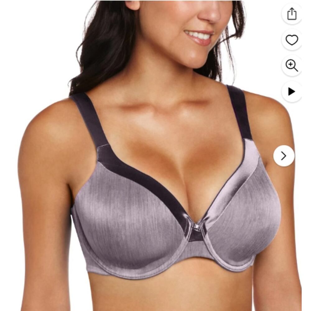 36DD Vanity Fair Bra Illumination Full Figure Underwire Gray Beauty Back 5838